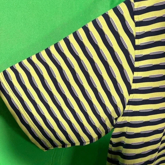 Antigua Gold Polo Shirt - Mens Size L green striped Collar Short Sleeve - Picture 4 of 8